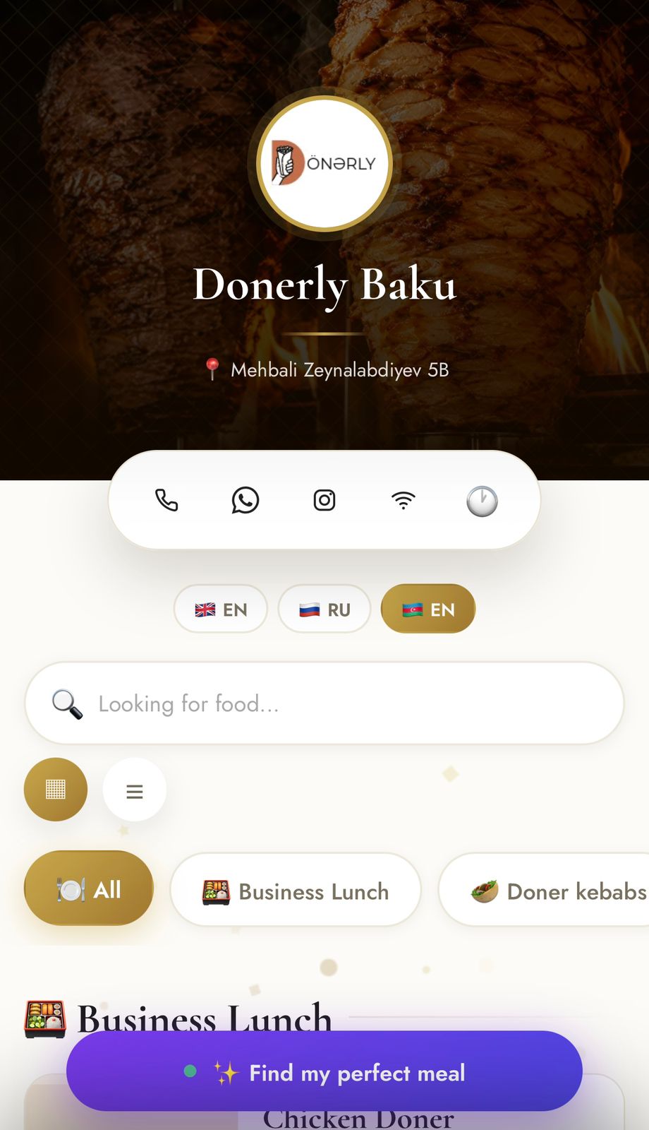 QR menu mobile preview